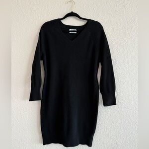 Old Navy V-Neck Rib Knit Mini Sweater Dress, Black, Petite Medium